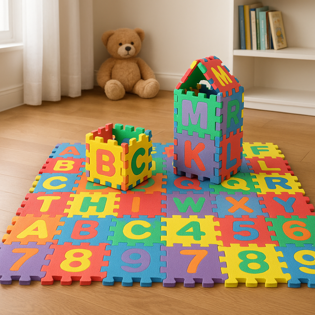 Tapis de Jeu Puzzle XXL en mousse épaisse coloré avec lettres et chiffres pour enfants, 20 pièces antichoc et facile à nettoyer