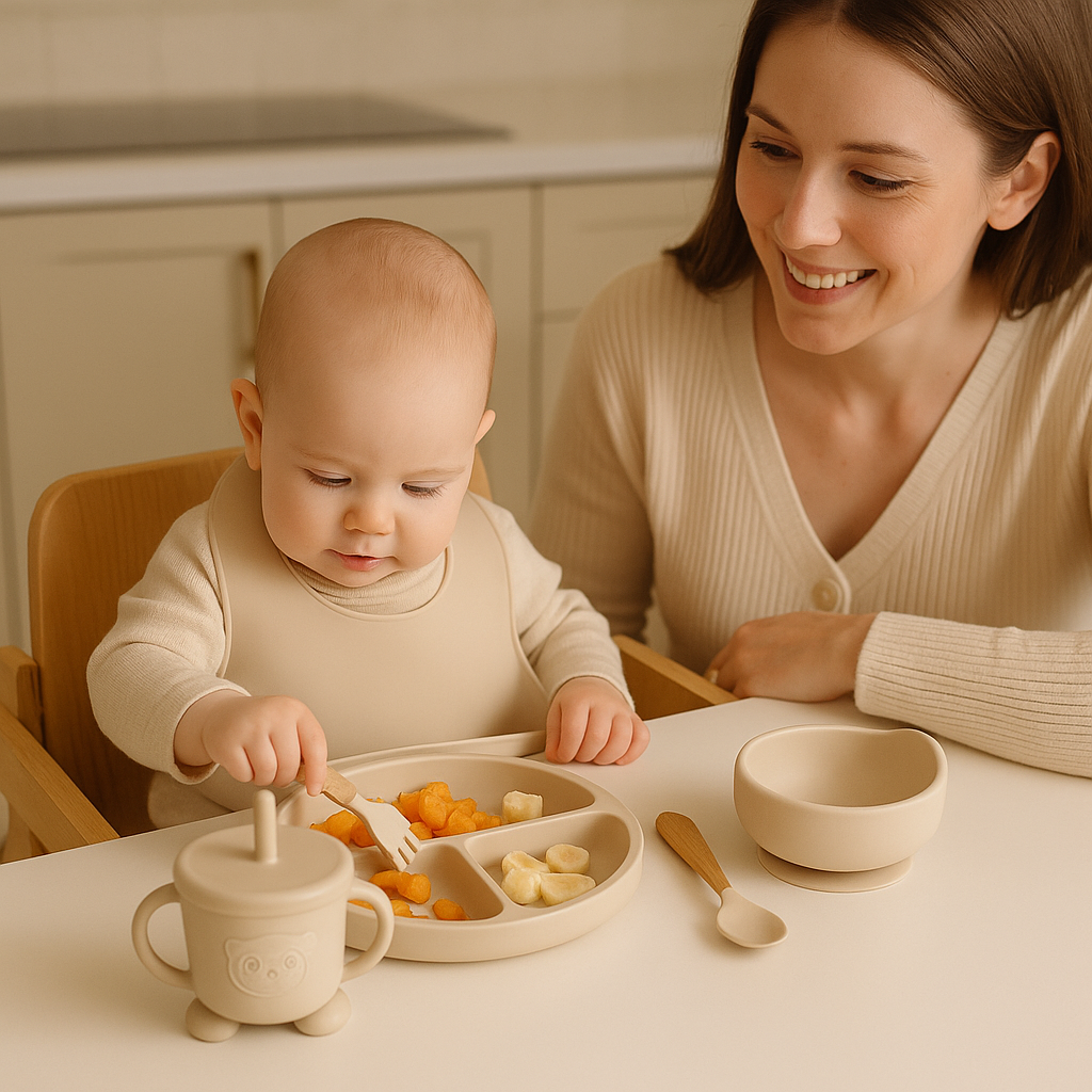 Set Apprentissage Autonomie | Assiette Ventouse + Couverts Ergonomiques