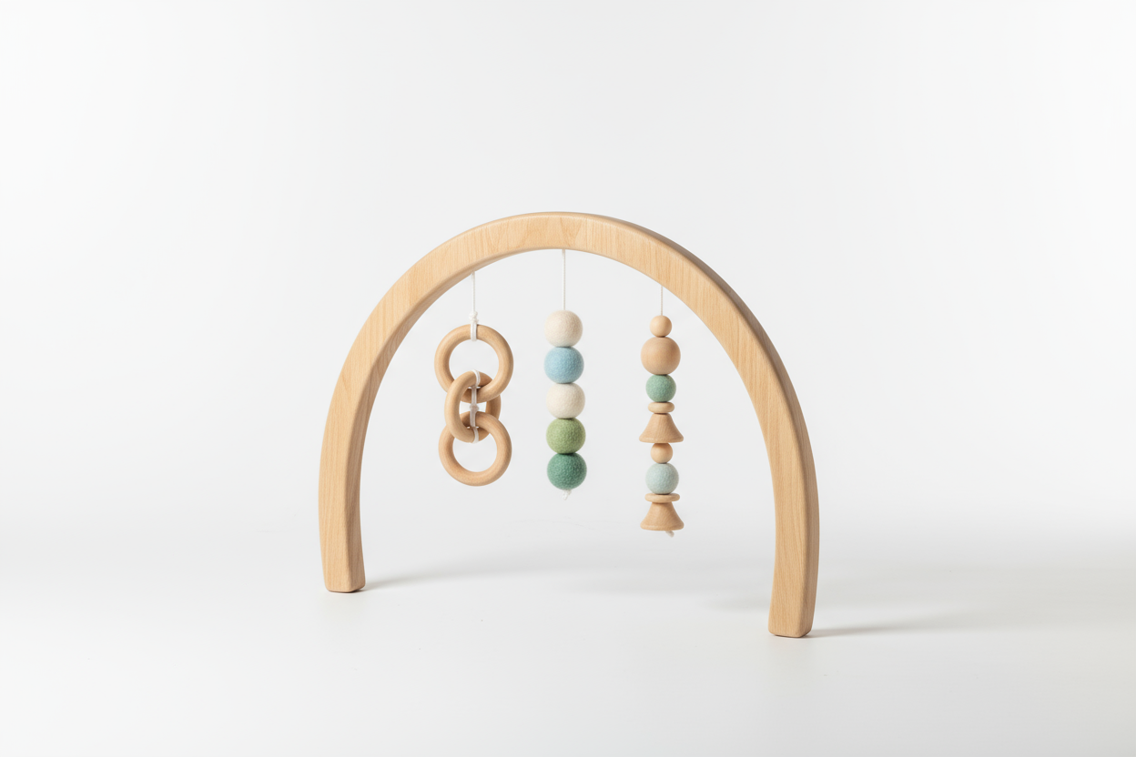 Portique Activités Bébé Bois Naturel Montessori | Baby Gym Arche 0-12 mois