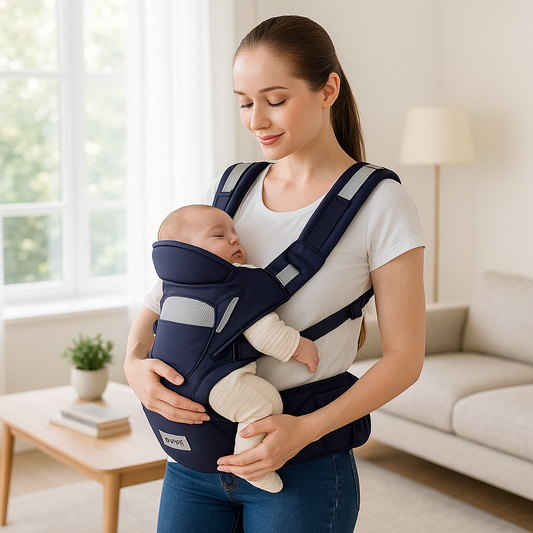 Porte-bébé ergonomique 6-en-1 avec siège hanche utilisé par maman et bébé
