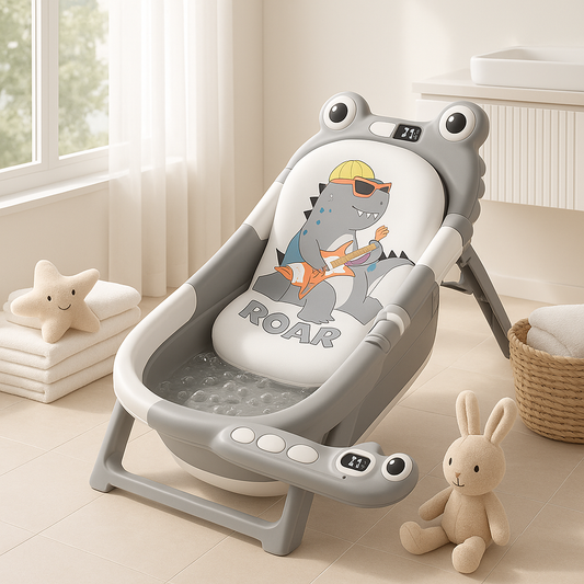 Baignoire Bébé Pliable | Gain de Place avec Thermomètre