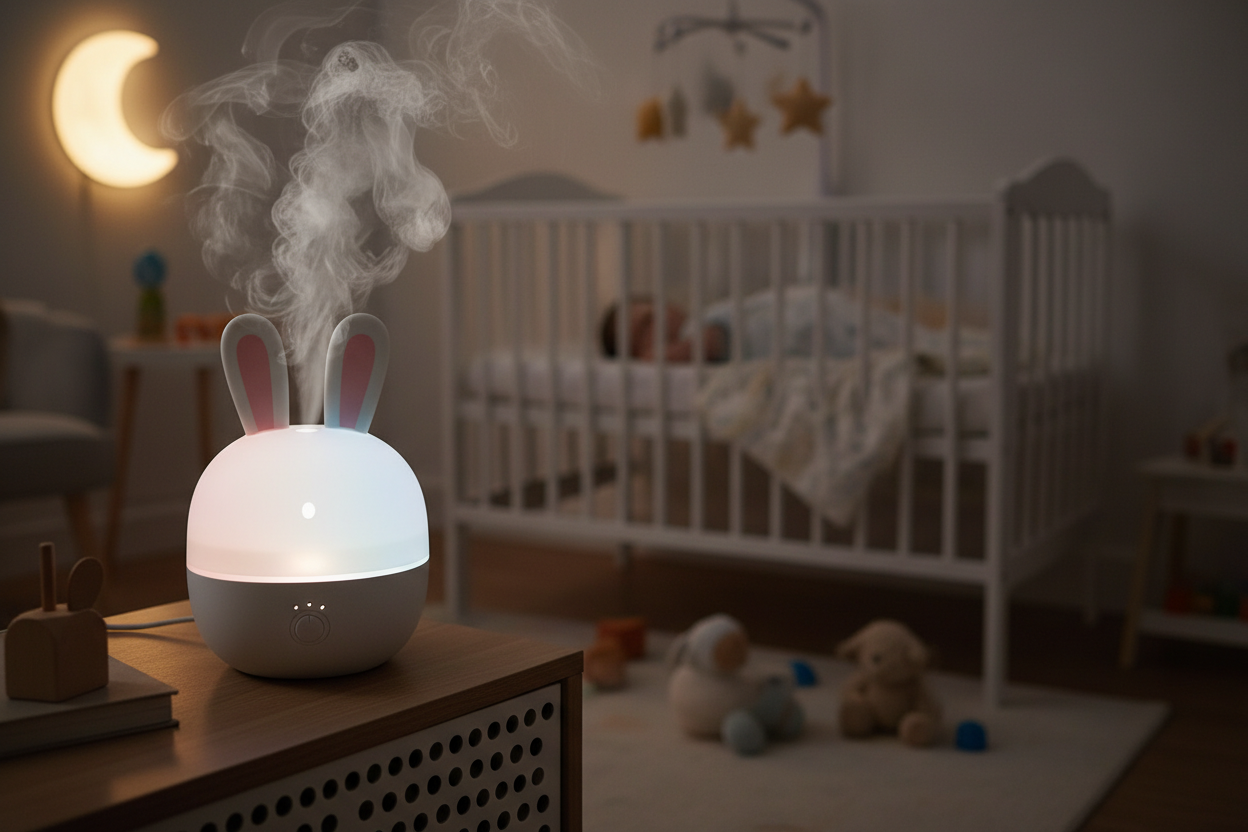Humidificateur d'Air Bébé LED Forme Lapin Mignon
