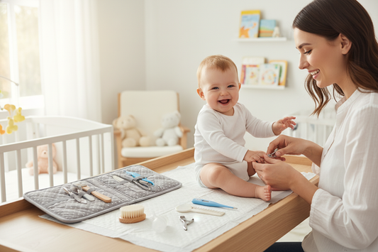 Texte ALT : Set toilette bébé 13 pièces complet kit soin hygiène avec trousse
