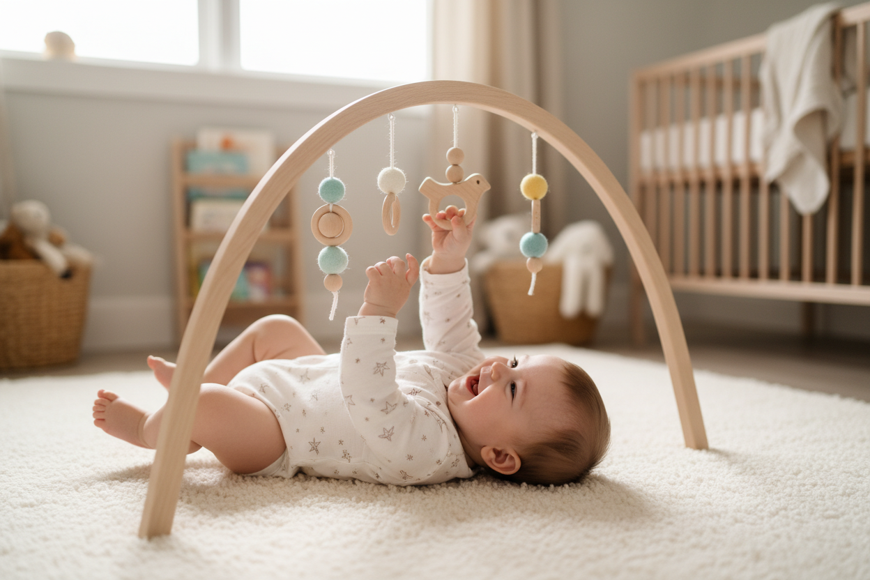 Portique Activités Bébé Bois Naturel Montessori